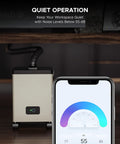 Smooth Rolling Heavy Duty Fume Extractor With Three Stage Air Filter And Killer Eighty Watt Motor For Laser Cutters Engravers showing quiet operation with noise level under 55 dB.