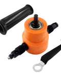 Orange Multipurpose Double Head Sheet Nibbler Metal Cutter Drill Attachment with accessories for DIY projects
