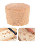 Pro Grade 50 Piece Wood Plug Set for Screw Holes and Carpenter Bee Repair, showing khaki plug and DIY installation steps.