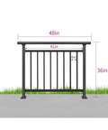 Preassembled Horizontal Deck Railing Kit Featuring Tight Baluster Spacing And Rock Solid Metal Frame Crafted From Heavy Duty Black Steel For Safer Backyards And Zero Fuss Install, 48in width, 36in height.