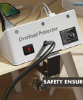 Slick Desk Edge Mount Power Strip Boasting Fast USB-C Charging, three AC outlets plus extra USB-A ports with overload protector
