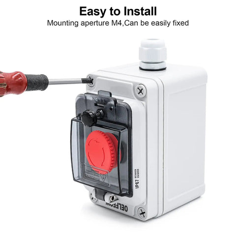 Red IP67 Emergency Stop Button Switch Box With Protective Cover For Outdoor Use Built Tough Waterproof Anti-Misoperation Pushbutton