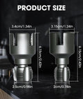 Upgrade 4 in 1 Water Pipe Wrench For Electric Drills size comparison image showing carbon steel thread cutting tool dimensions