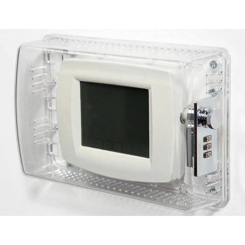 Lockable Thermostat Cover With Combination Lock Clear Polycarbonate Wall Mount Lock Box Fits 4.5 x 7 x 2.5 Easy Install No Fuss