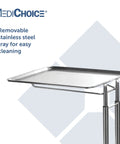 Portable Adjustable Tray Steel Premium Pro Grade Instrument Stand with stainless tray and chrome base