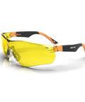 Yellow Lens Safety Glasses With Blue Light Blocking And Night Vision Enhancement For Shooting, Gaming And Low Light Work, Anti Fog Z87.1 Eye Protection, Adjustable Arms, Black And Orange
