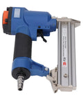 Heavy Duty Pneumatic Stapler With 100 Nail Capacity Ergonomic Soft Grip, air powered finish nailer side view.