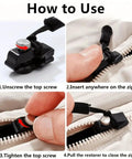 12 Piece Zipper Repair Kit With Quick Install Detachable Pulls In 3 Different Sizes For Jackets Luggage And Bags No Sewing Needed Works On Metal Or Plastic Zippers Simple DIY Fix shown in use