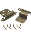 Two Pack Antique Kitchen Cabinet Hinges Self Closing Overlay Flush Mount with screws for easy installation