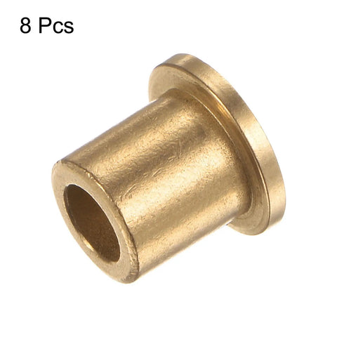 8 Pack Flange Bearing Sleeve Set With 6mm Bore 10mm Outer Diameter 12mm Length 2mm Flange Thickness Bronze Self Lubricating Bushings For Industrial Equipment And Heavy Duty Machinery
