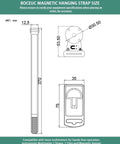 Diagram of Magnetic Hanging Strap for Fluke Multimeters with dimensions and mounting details