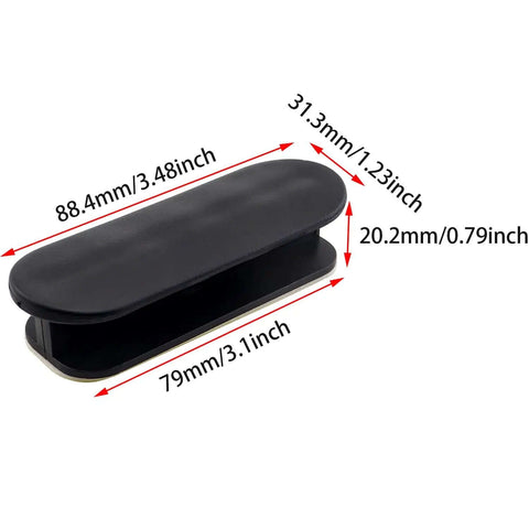 Six Black ABS Self Adhesive Pull Handles For Cabinets Drawers Windows And Furniture 88.4x31.3 Mm 3.48x1.23 Inch showing dimensions