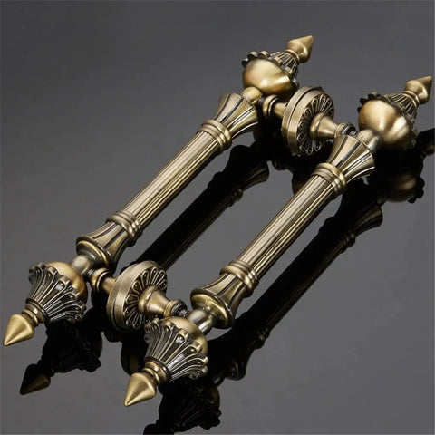 European Retro Push Door Handles Old School Charm Antique Look 437mm Aluminum Steel Matte Black for Outdoor Gates Cabinets