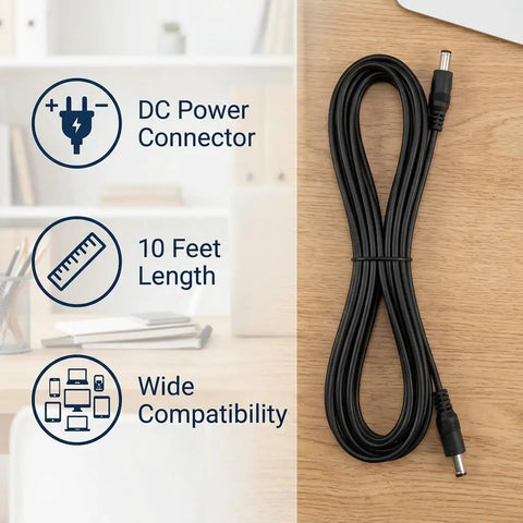 High Performance 18AWG DC Power Extension Cable 5.5mm X 2.1mm Male To Female Power Lead six feet long, features DC connector.