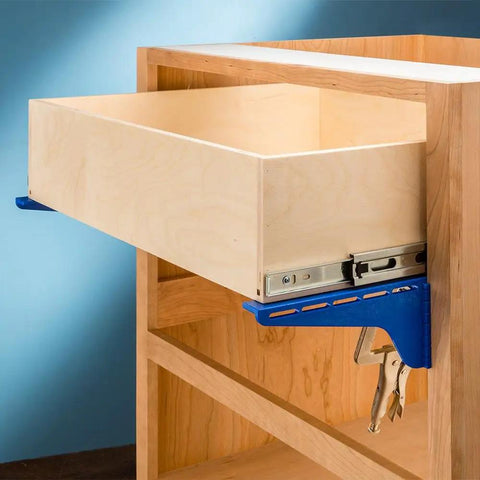 Drawer Slide Installation Jig And Brackets For Cabinets Universal Side Mount And Ball Bearing Slides Pro Grade Setup Tool in use