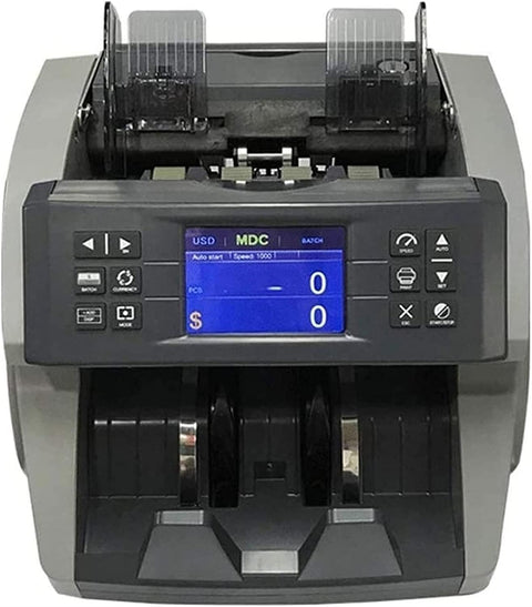 Robust Money Counter Machine With Smooth Antifake Scanner For Fast Mixed Bill Sorting And No Sweat Silent Operation Built For Everyday Cash Management Hustles with digital display and buttons.