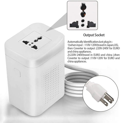 200W Step Up Transformer 110V To 220V Voltage Converter For US To EU Appliances with Output Socket and Plug