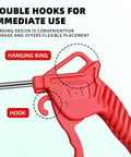 Image of a red gripping handle and double hooks of the Badass Hella Powerful Double Pack Air Blow Gun Featuring Rubber Guard Nozzle.