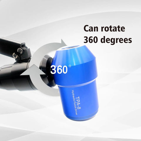 Blue hydraulic knockout tool pivoting 360 degrees for Hydraulic Knockout Hole Punch Set 1/2 To 2 Inch Electrical Conduit Cutter Kit