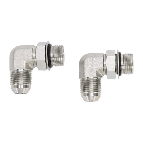 Solid 2 Pack 1/4 Inch 37 Degree Flare To SAE Orb Hydraulic Fitting Adapter Connects Threads To Orbit Rings Like A Champ For Hoses Valves Cylinders And Pumps Leak Free Under Pressure Always For Heavy Duty Work Built Sick Every Single Day. 90-degree elbow fittings