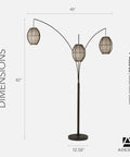 Maui Arc Floor Lamp With Three Movable Shades And Adjustable Height, Antique Bronze Finish, 82-inch height, 45-inch width