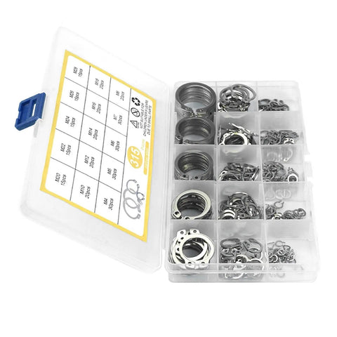 315 Piece 304 Stainless Steel External Retaining Ring Kit M4 To M28 Shaft C Type Snap Rings Gaskets Assortment in open box