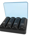4 In 1 Charging Station For Remote Controllers With 4 Rechargeable 2800mAh NiMH Batteries And USB Cable For Stable Docked Battery Storage Black