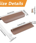 8 Pack Concealed Drawer Pulls With Curved Aluminum Alloy Edge Design, detail view with dimensions and screws