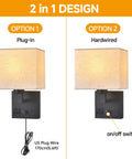 Plug In Wall Sconce Hits Different With Touch Dimmer, showing plug-in and hardwired options with matte black metal base.
