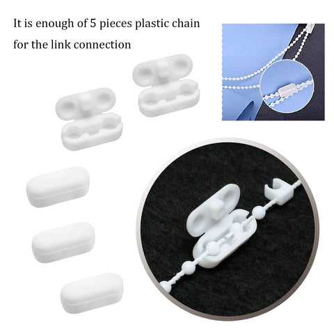 Close-up of Vertical Blind Bottom Chain Kit 20 Meters with 200 Clips and 5 Plastic Chain Connectors for 89 mm slats