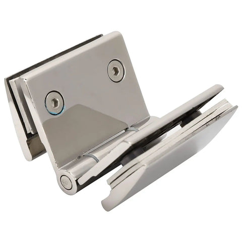 Heavy Duty Stainless Steel Glass Door Hinges With Slick Polished Finish Zero Hassle Installation showing the hinge detail and smooth mechanism.
