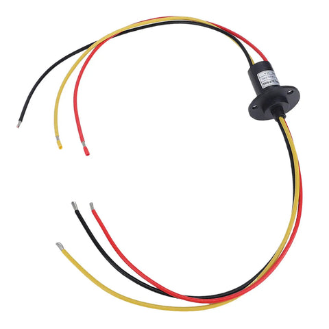 3 Wire Slip Ring With 360 Degree Rotation 30A Power Transfer 22mm Diameter 250RPM Rotary Connector, black housing with colored wires