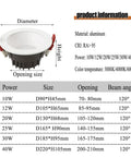 Product information diagram of 10 Pack Round Recessed LED Downlights Featuring Matte Baffle Trim To Shut Out Annoying Glare For Crisp Daylight Glow Smooth Aluminum Ceiling Lamp Fixtures Effortless DIY Retrofit Setup.