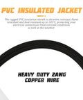 Heavy Duty 4 Awg Battery Cables With Tinned Pure Copper Core And Beefy Rock Solid 3/8 Inch Lugs Waterproof Insulated Power Wire Pair Built Tough To Keep Your Rigs Running Smooth For Rv Atv Boat Marine Car Solar Setup Measuring 24 Inches Long black PVC insulated wire showing rugged insulation structure.