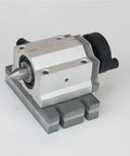 Dead Simple Setup Cnc Rotary Axis Upgrade Fourth A Axis Mounting Kit Utilizing Nema23 Stepper Motor With Rock Solid Three Jaw Chuck For Rapid Woodworking Mill Workflow, showing CNC rotor assembly with metal base.
