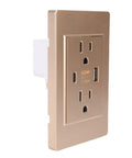 Heavy Duty Wall Outlet With Fast Usb And Type C Ports Built Tough With Flame Retardant Pc Panel And Reinforced Steel Frame For Dependable Home Power Distribution Upgrades, bronze finish, side view.
