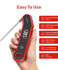 Hand holding Instant Read Digital Meat Thermometer With Lightning Fast 0.5 Second Response and large LED display