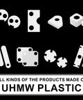 Assorted UHMWPE components for DIY projects showcasing different shapes and sizes, emphasizing durability and versatility.