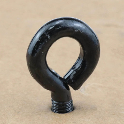 Beefy Black Carbon Steel Eye Bolts With Nuts And Washers 1 Quarter By 3 Quarter Inch Lifting Ring Hooks, front view.