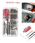 105 Piece Thread Repair Kit M2 To M6 With Premium 304 Stainless Steel Inserts For Stripped Threads, Quick Fixes For Home, Auto And Machinery Projects, One Complete Set. M2 M3 M4 105-piece kit with inserts, tap, drill and tool case