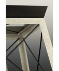 Close-up of the graphite finish and rustic details of the Briarwood Collection 2-Light Flush Mount Ceiling Light for hallways and living rooms