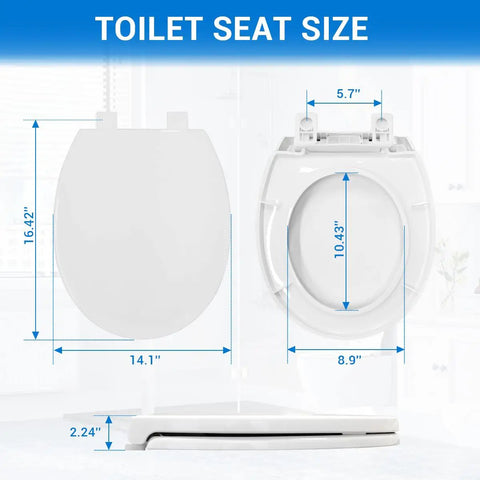 Round Toilet Seat 16.5 Inch Soft Close White Plastic With Rock Solid Mounting That Stays Put All Day Long Smooth Close Action Quick Install Job Total Bathroom Glow Up For Your Home