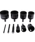 Heavy Duty 10Pcs Serrated Brazing Hole Saw Drill Bits Kit With EVA Guide Jig For Tough Jobs, Carbon Steel Toolset With Thickened Carborundum Coating That Cuts Smoothly Through Metal And Plastics Like A Boss. 10pcs hole saw bits 6-50mm