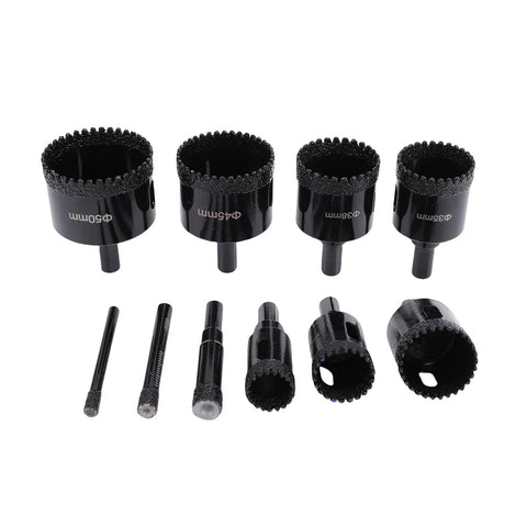 Heavy Duty 10Pcs Serrated Brazing Hole Saw Drill Bits Kit With EVA Guide Jig For Tough Jobs, Carbon Steel Toolset With Thickened Carborundum Coating That Cuts Smoothly Through Metal And Plastics Like A Boss. 10pcs hole saw bits 6-50mm