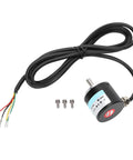 Go-To 3-Phase Motion Control Encoder With Solid Shaft, 30 kHz, 1000B/1024B, DC 5-24V, 1000Z, Flexible Coupling Ready For Easy, Durable, Hassle-Free Precision Feedback On Heavy-Duty Machinery black encoder with cable and wires
