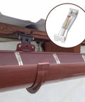 25 Pack 5 Inch Pre Assembled Aluminum Gutter Hangers With Pre Inserted Screws Quick Screw Clips Hidden Bracket For Sagging Rain Gutters Hex Drill Bit Included installed on red gutter