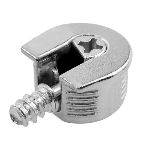 Top Rated Thread Cam Lock Cabinet Shelf Brackets With Tight Grip Stud Pins Silver Finish For Wooden Furniture And Closet Doors Built Tough Hardware Heavy Duty Hold Pack Of Ten close-up of zinc alloy cam lock with threaded pin.