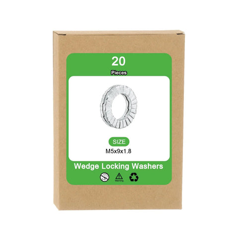 Wedge locking washers for M5 bolts, 20 pieces, manganese steel, vibration resistant