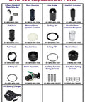BRG 600 replacement parts including steel nozzle, jaw guides, pull heads, and springs for 20V cordless rivet gun.