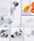 Handheld Shower Sprayer For Sink With Shampoo Attachment, Faucet Extension Tubes, Chrome Finish, Adjustable Spray Modes
